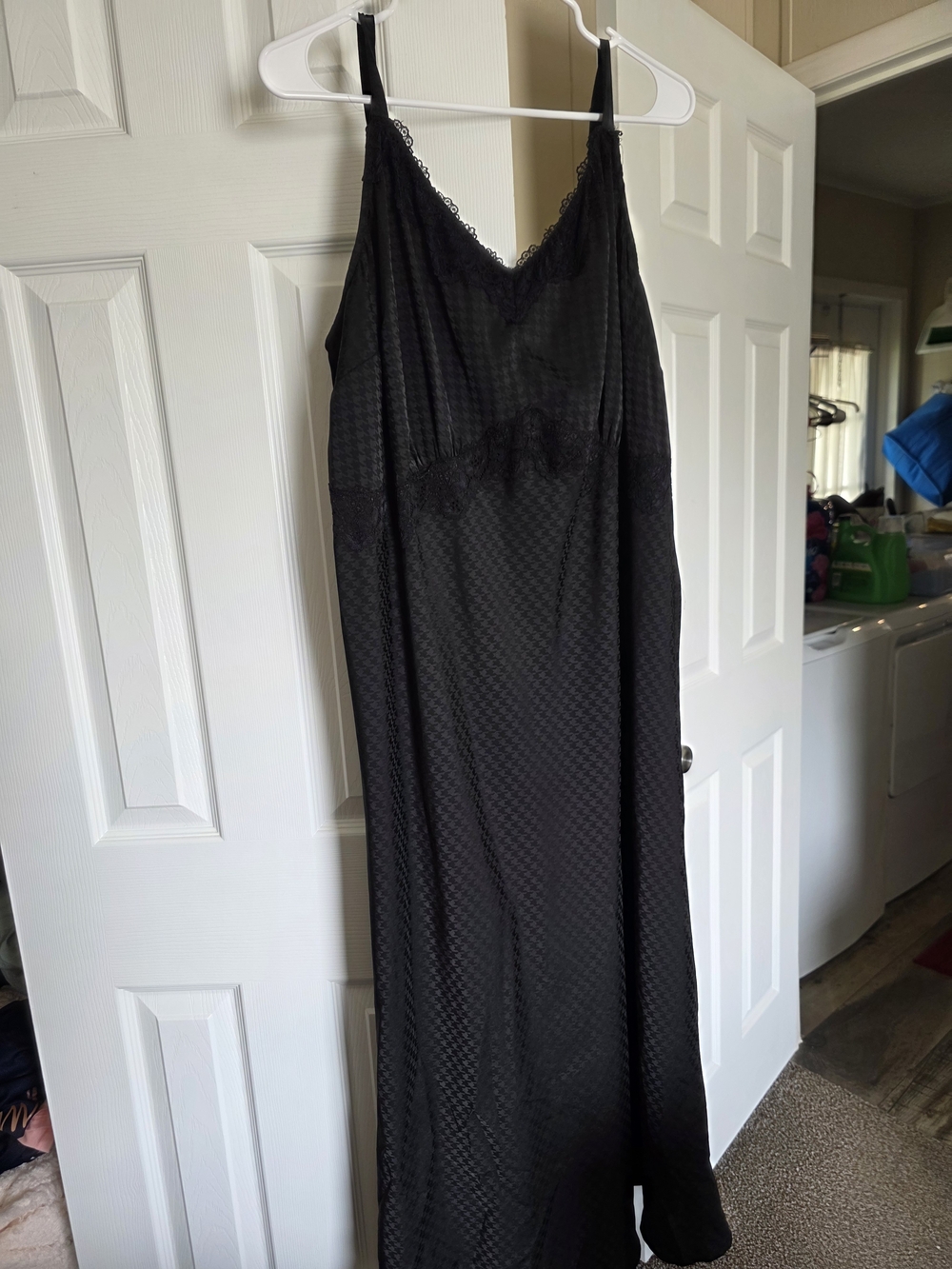 Black Lace-Trim Slip Dress